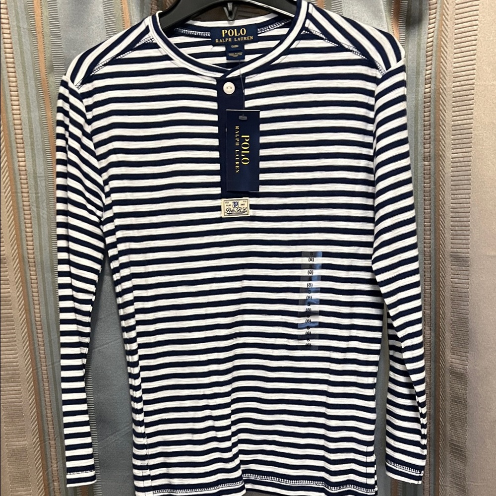 Polo by Ralph Lauren Kids Navy and White Striped Long Sleeve Tee